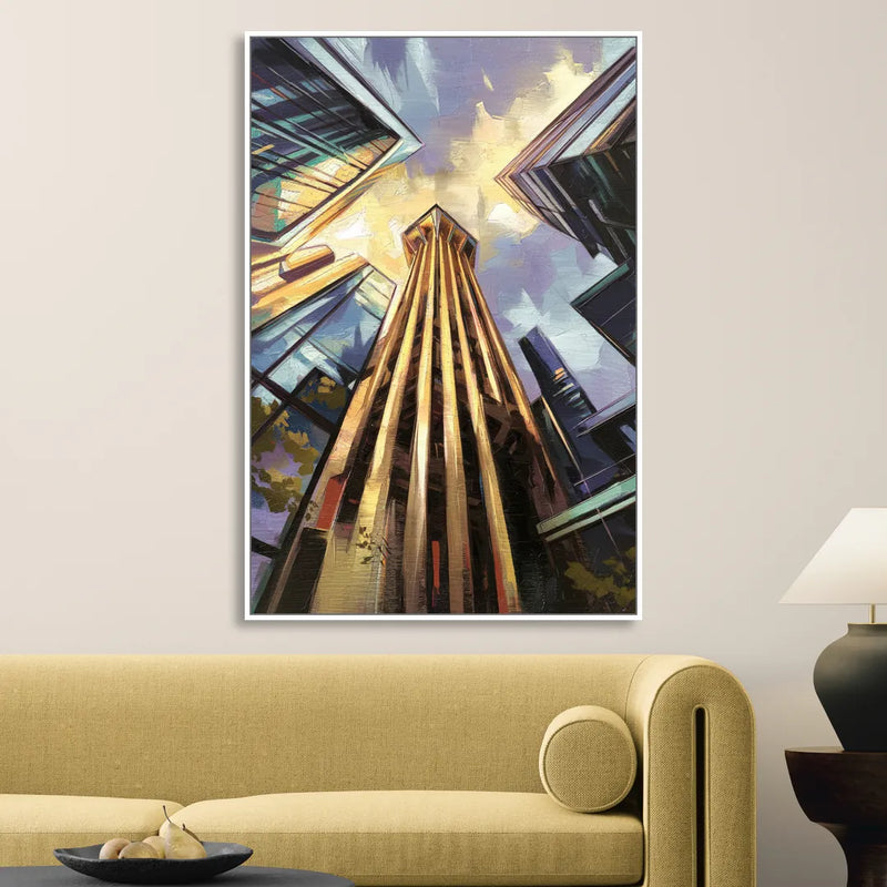 Dallas Modern Architecture Sitting Room - White Canvas Wall Art