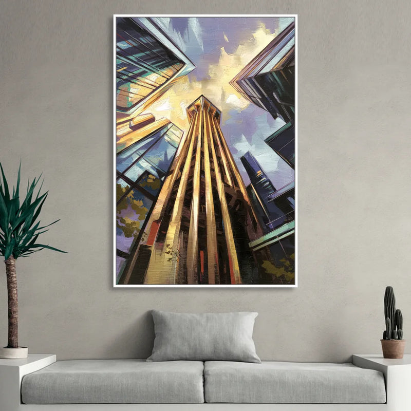 Dallas Modern Architecture Living Room - White Canvas Wall Art