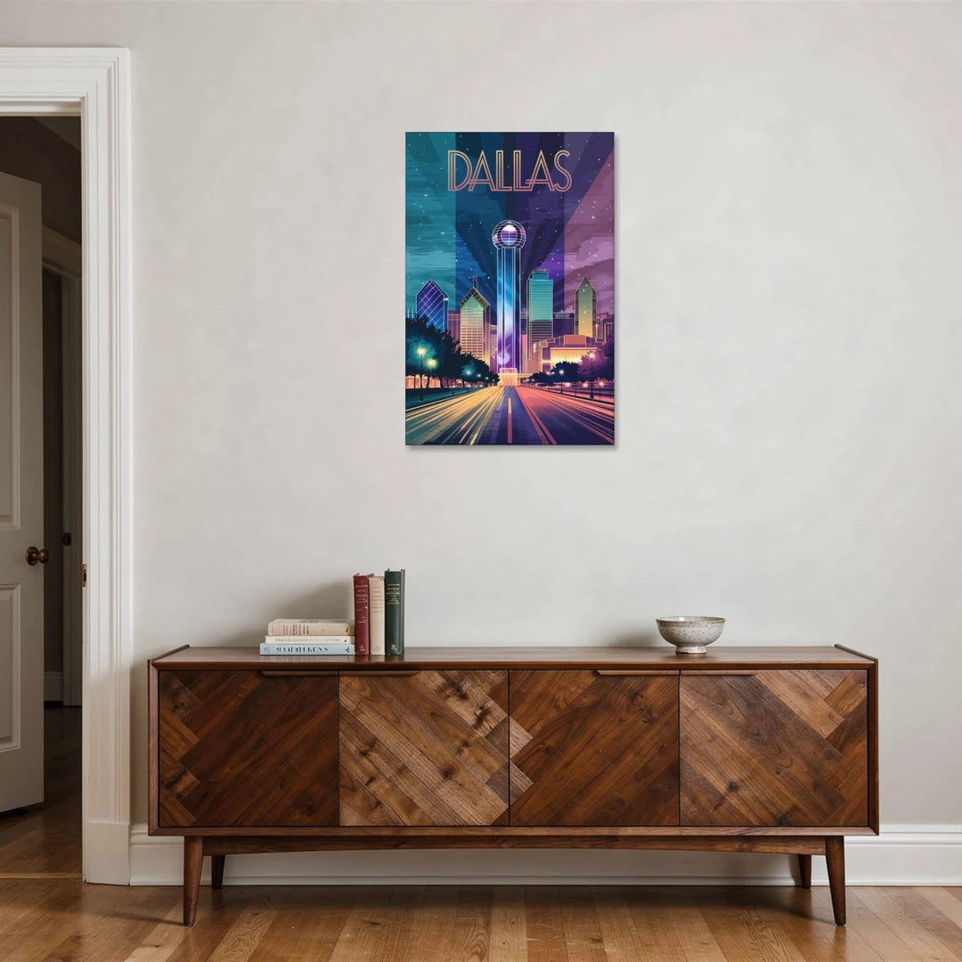 Dallas Night Lights - Canvas Wall Art - Coffee Table - 24x36