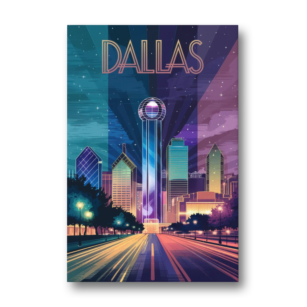 Dallas Night Lights - Canvas Wall Art - Front