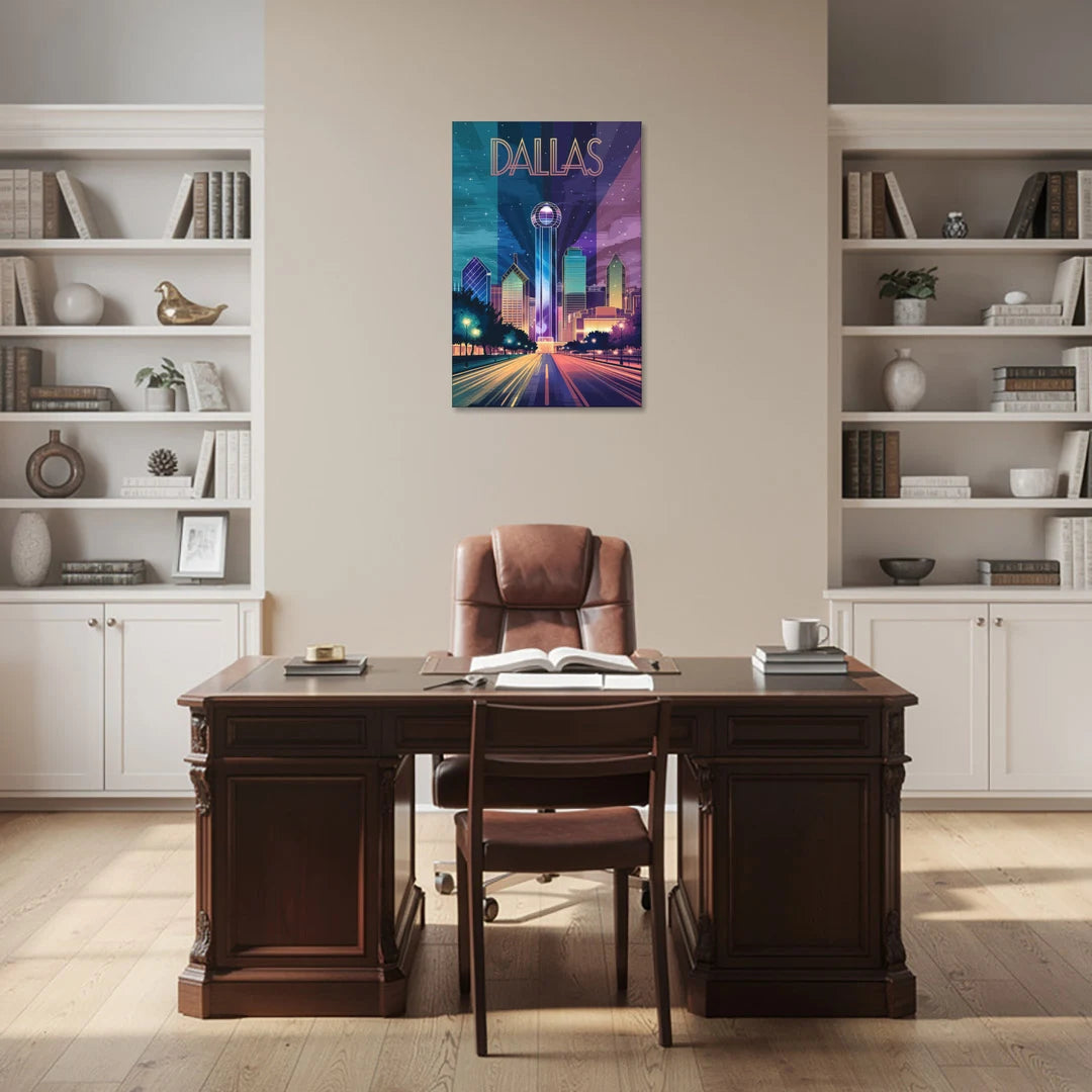 Dallas Night Lights - Canvas Wall Art - Office - 24x36
