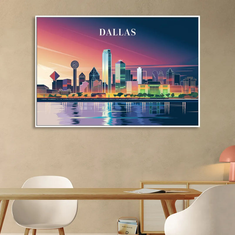 Dallas Scenic Skies Sitting Room - White Canvas Wall Art