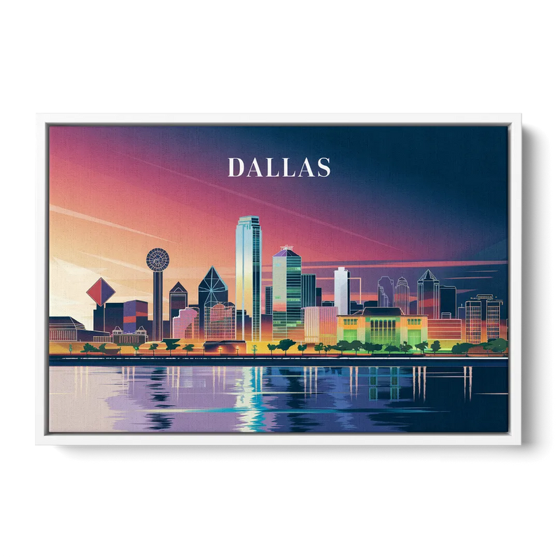 Dallas Scenic Skies Front - White Canvas Wall Art