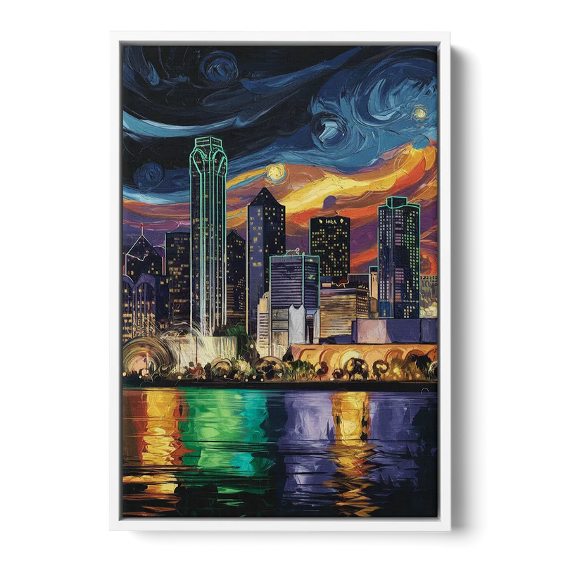 Dallas Scenic Views Front - White Canvas Wall Art