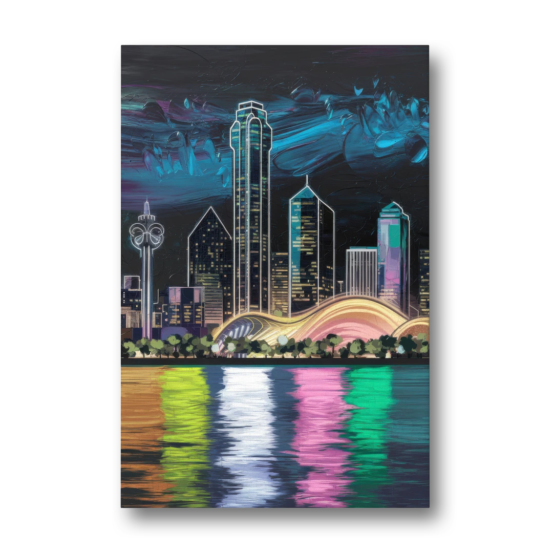 Dallas Skyline Reflection - Canvas Wall Art - Front