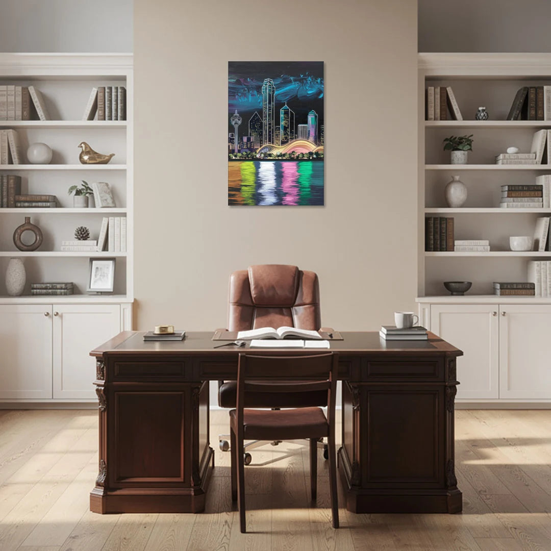 Dallas Skyline Reflection - Canvas Wall Art - Office - 24x36