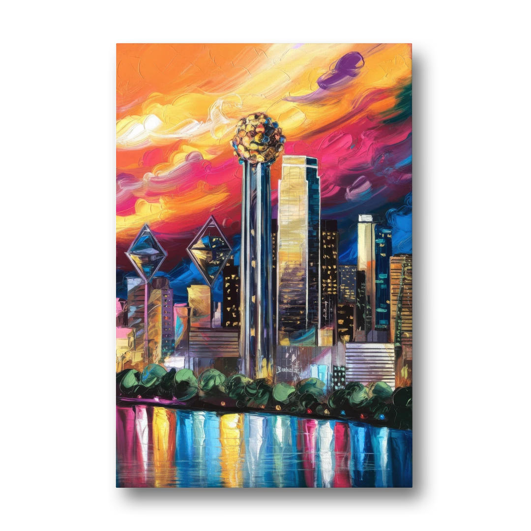 Dallas Skyline at Sunset - Canvas Wall Art - Front