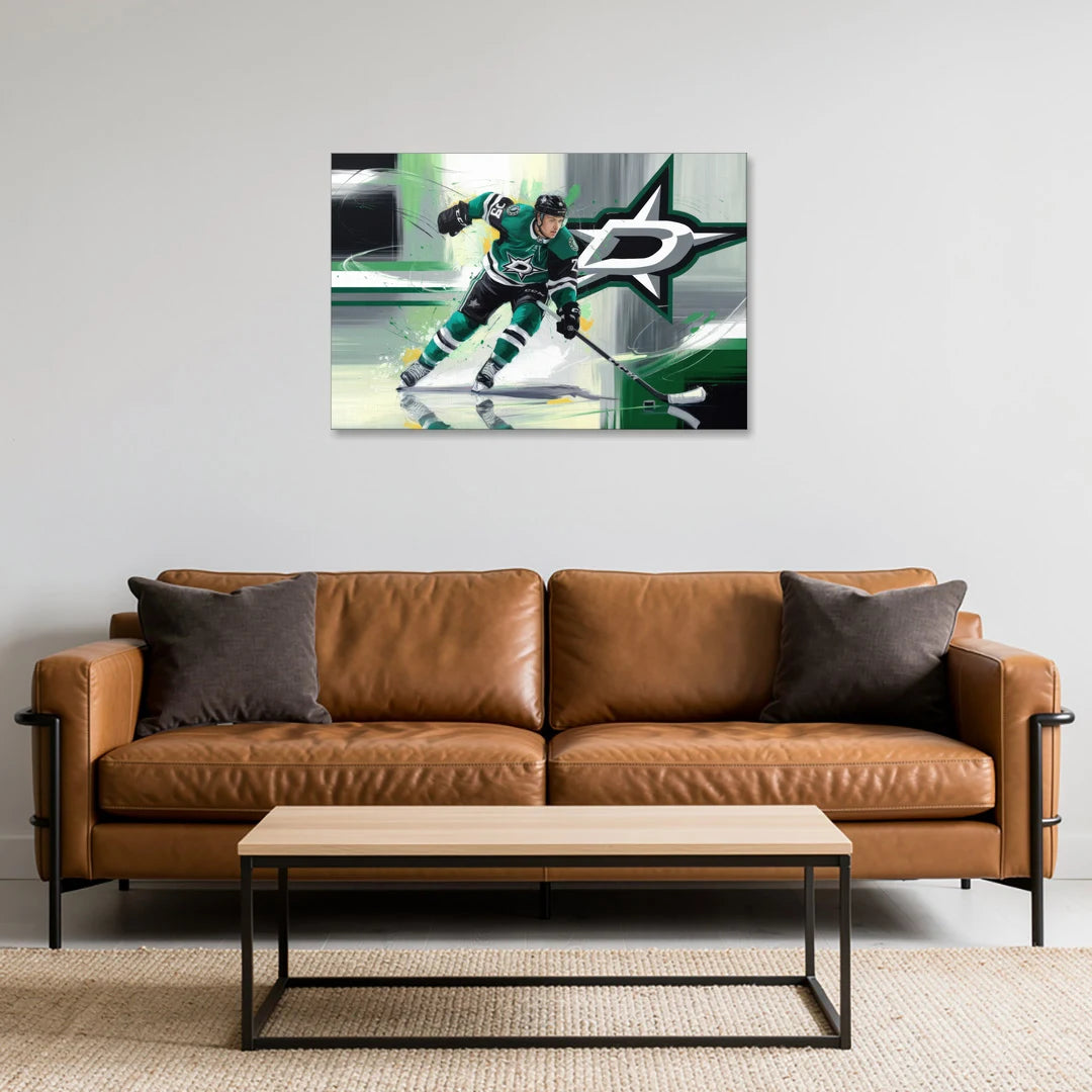 Dallas Stars Hockey - Canvas Wall Art - Sofa - 36x24