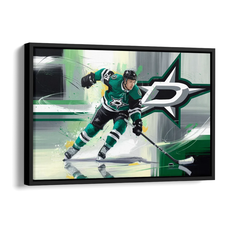 Dallas Stars Hockey Side - Black Canvas Wall Art