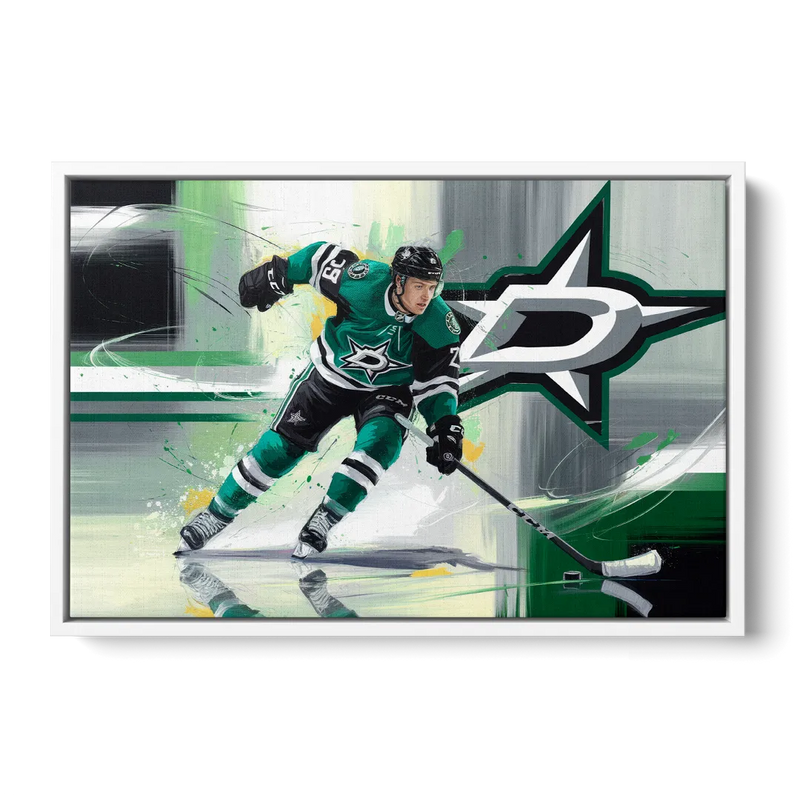 Dallas Stars Hockey Front - White Canvas Wall Art