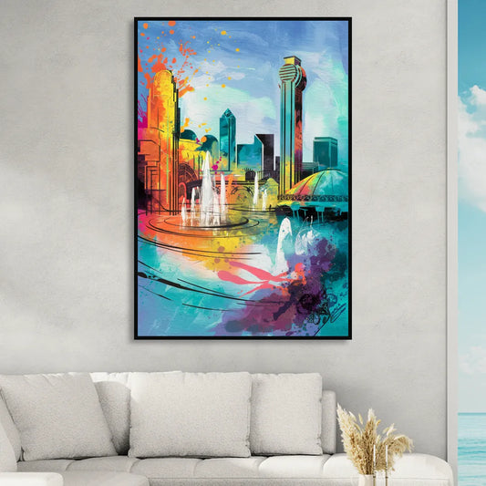 Dallas State Fair Park Living Room - Black Canvas Wall Art