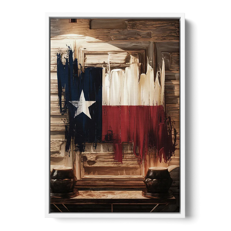 Dallas Texas Flag Front - White Canvas Wall Art