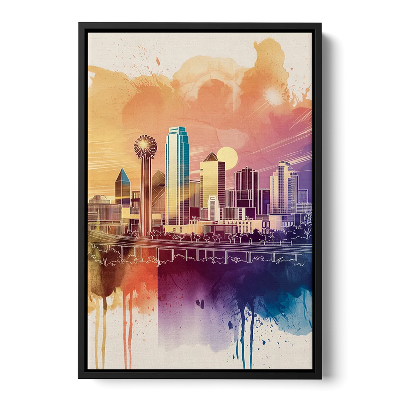 Dallas Texas Pride Front - Black Canvas Wall Art