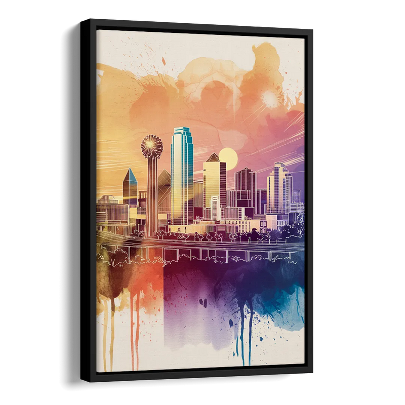 Dallas Texas Pride Side - Black Canvas Wall Art