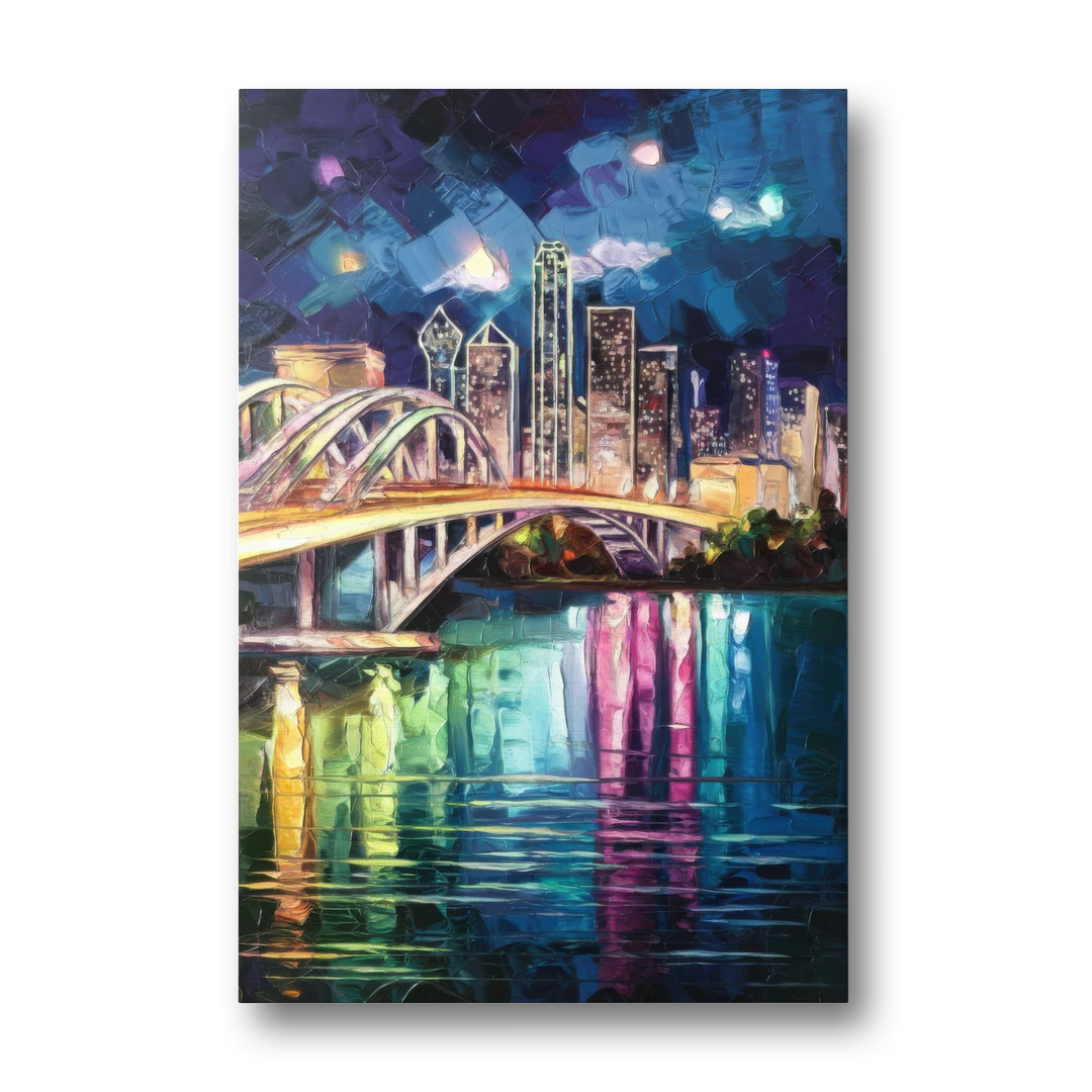 Dallas Trinity River Bridge - Canvas Wall Art - Front