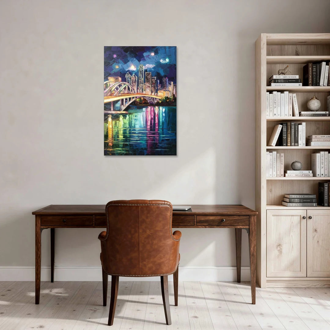 Dallas Trinity River Bridge - Canvas Wall Art - Office - 24x36