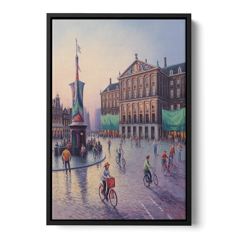 Dam Square Dreams Front - Black Canvas Wall Art