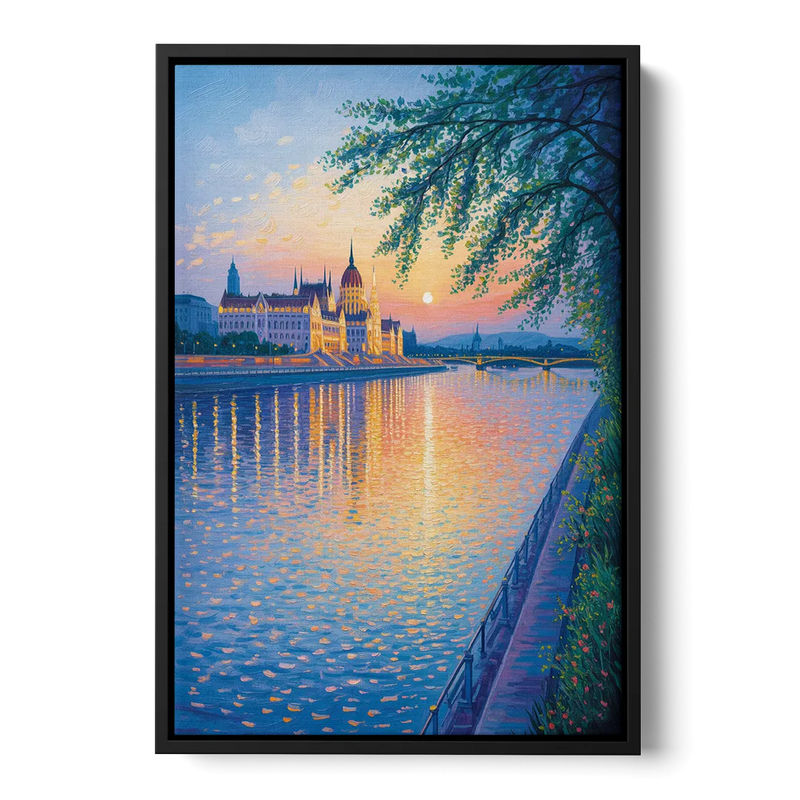 Danube Reflections Front - Black Canvas Wall Art