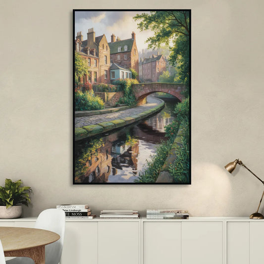 Dean Village Charm Living Room - Black Canvas Wall Art