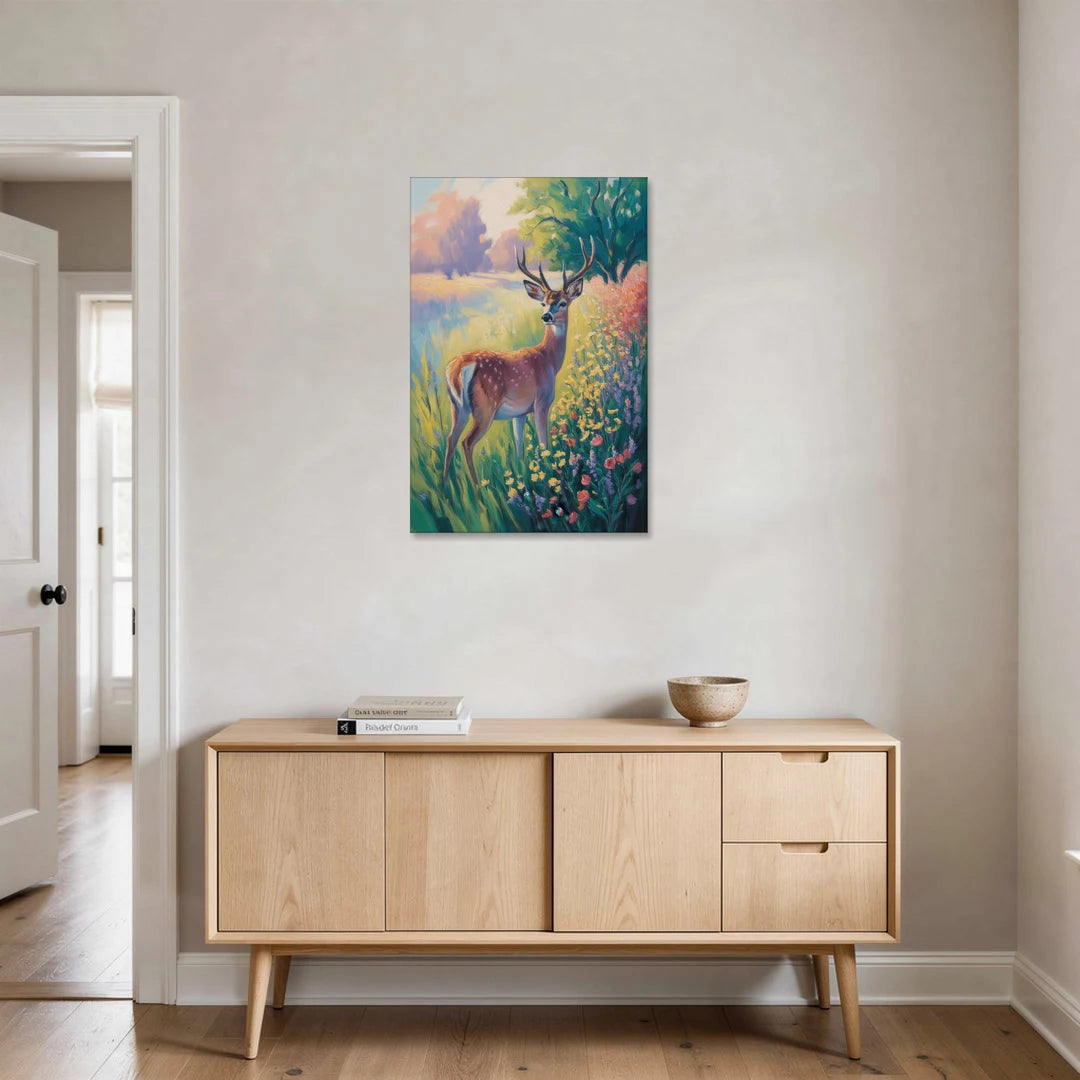 Deer Among Wildflowers - Canvas Wall Art - Coffee Table - 24x36