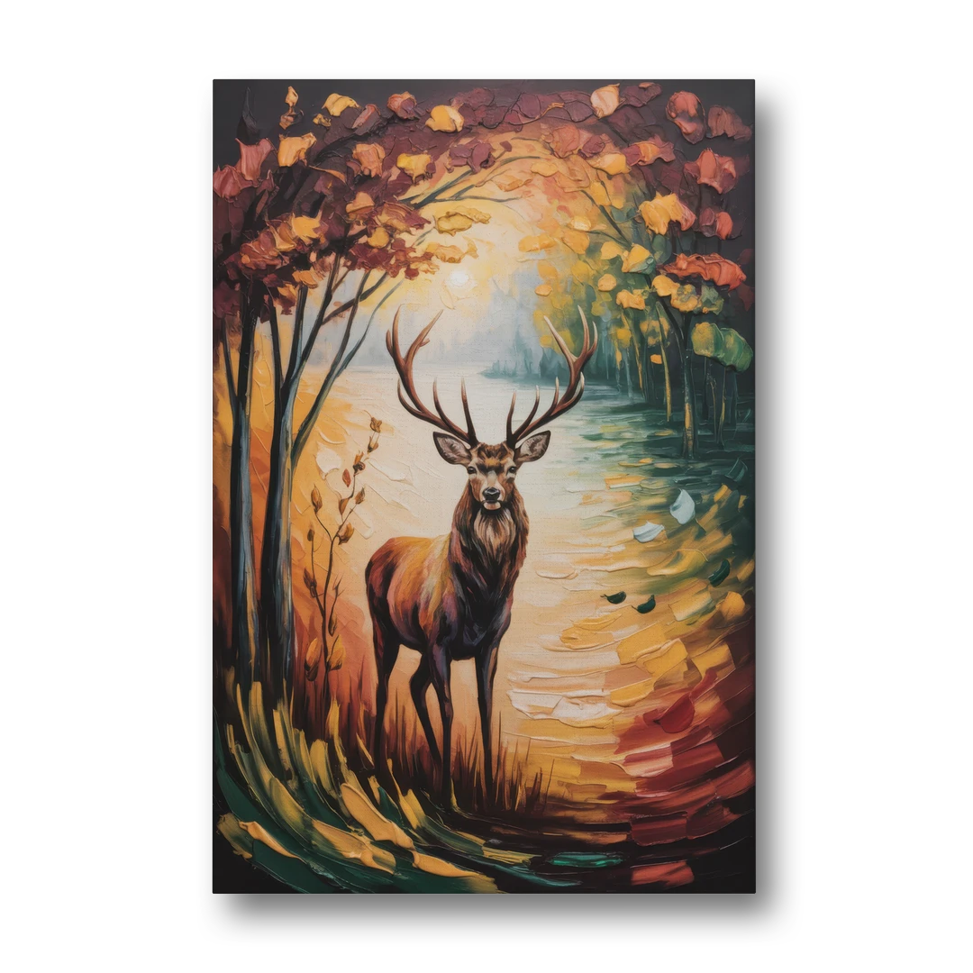 Deer Hunt in Autumn - Canvas Wall Art - Front