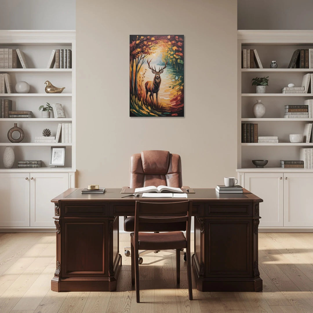 Deer Hunt in Autumn - Canvas Wall Art - Office - 24x36