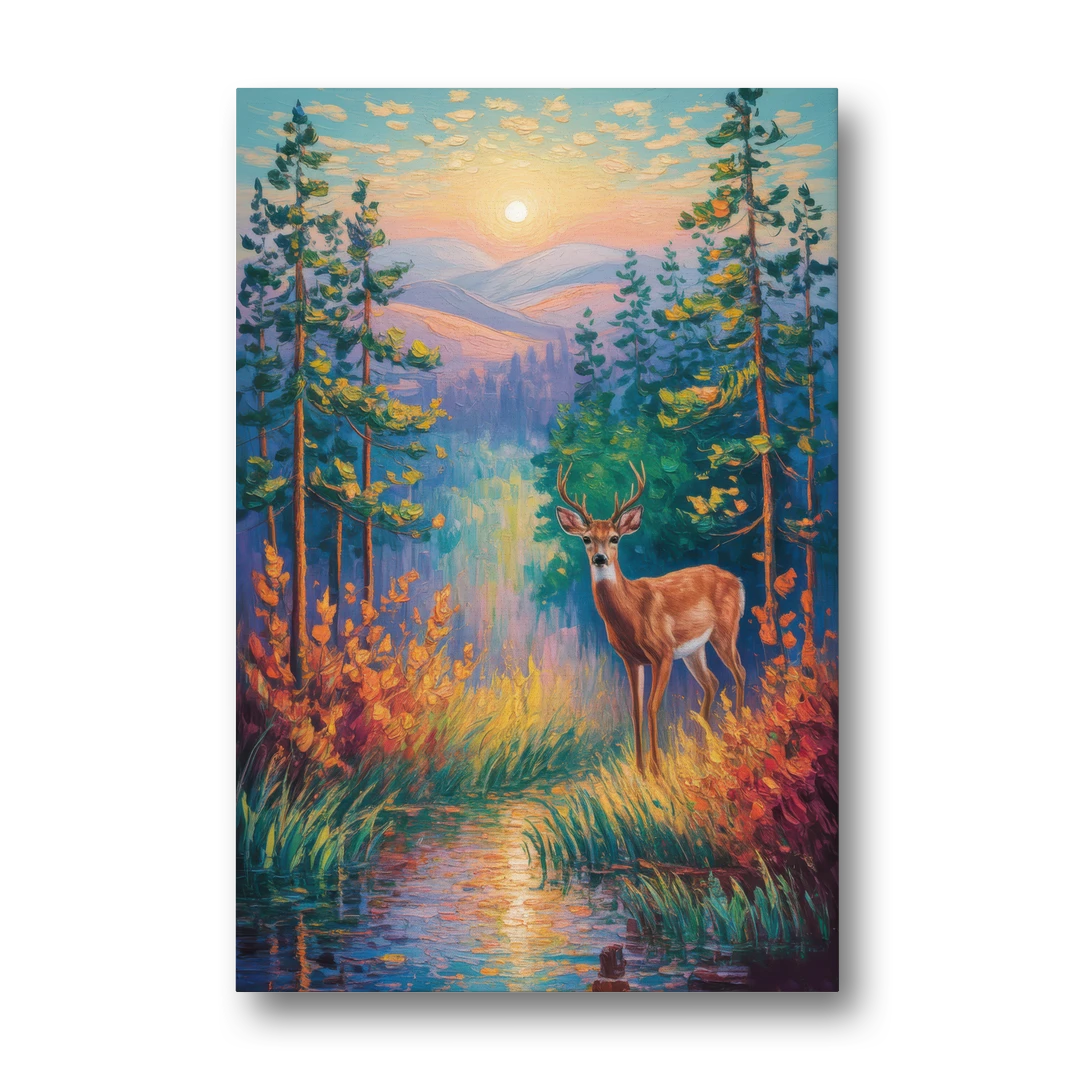 Deer in the Serene Forest - Canvas Wall Art - Front