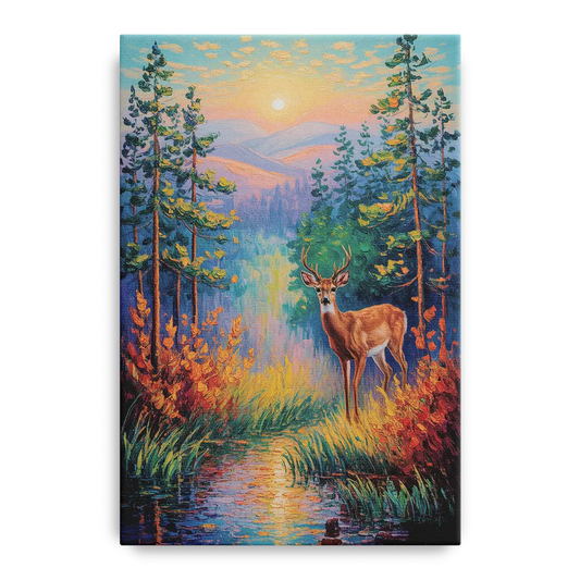 Deer in the Serene Forest - Canvas Wall Art