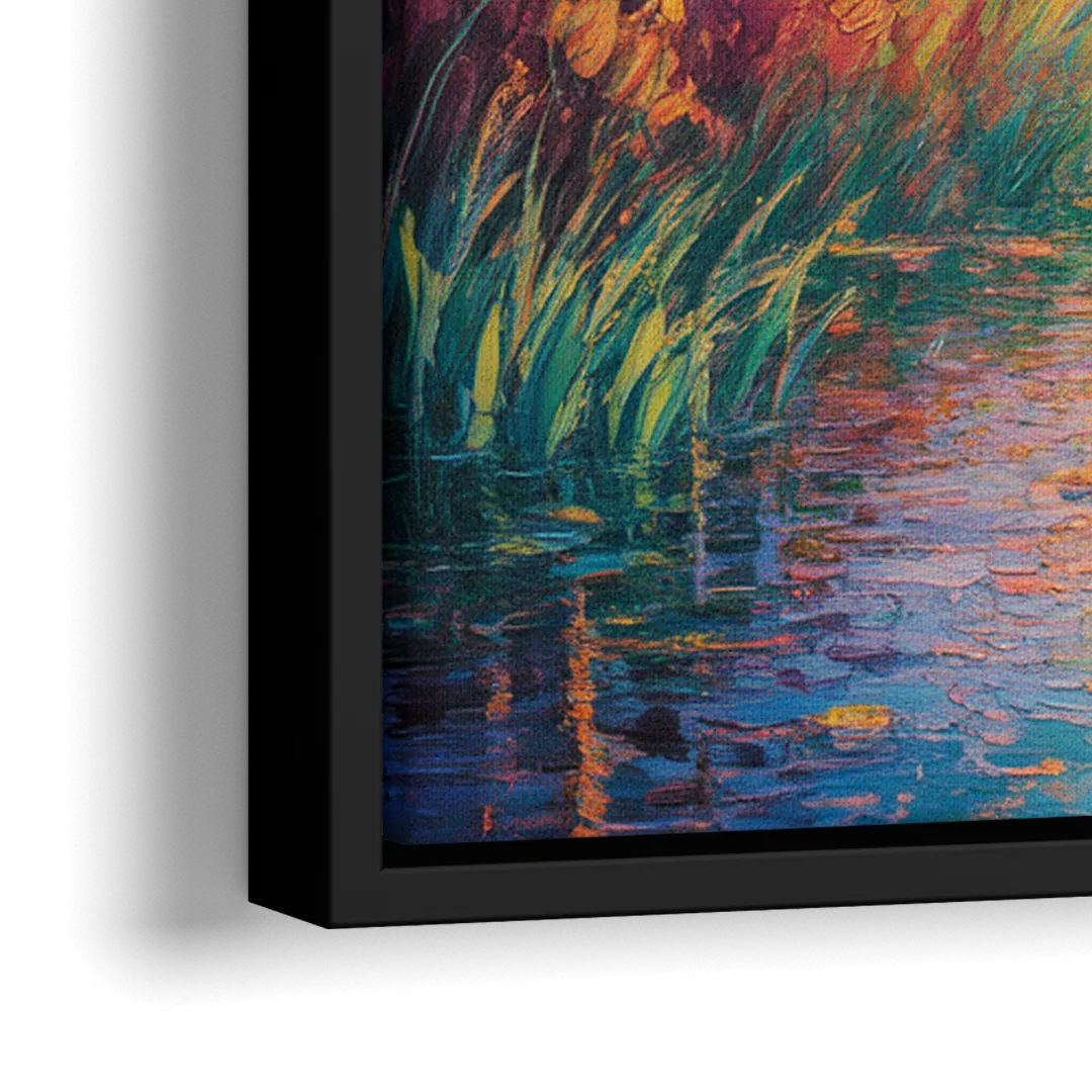 Deer in the Serene Forest - Close-Up Black Frame Canvas