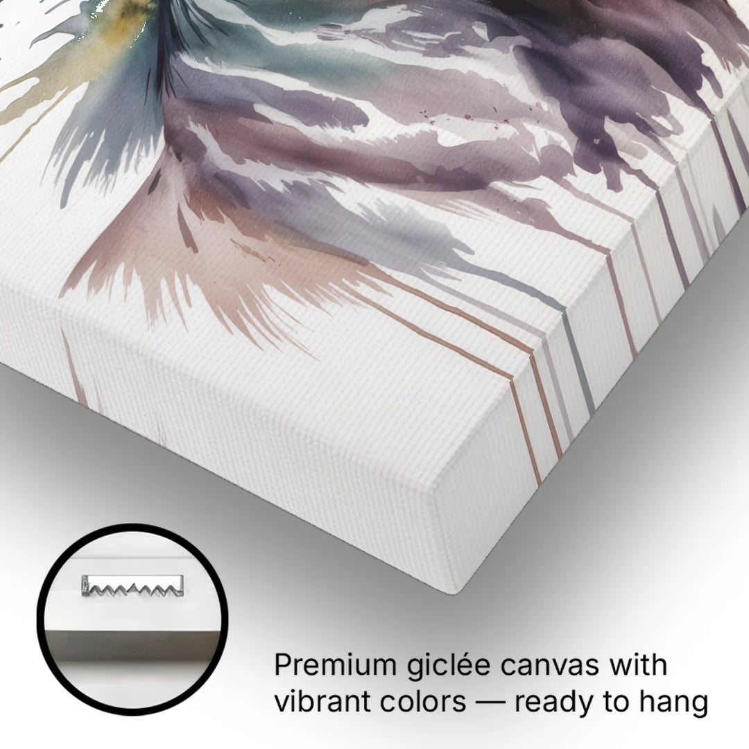 Delicate Horse Watercolor Portrait - Canvas Wall Art - Gallery Wrap Corner