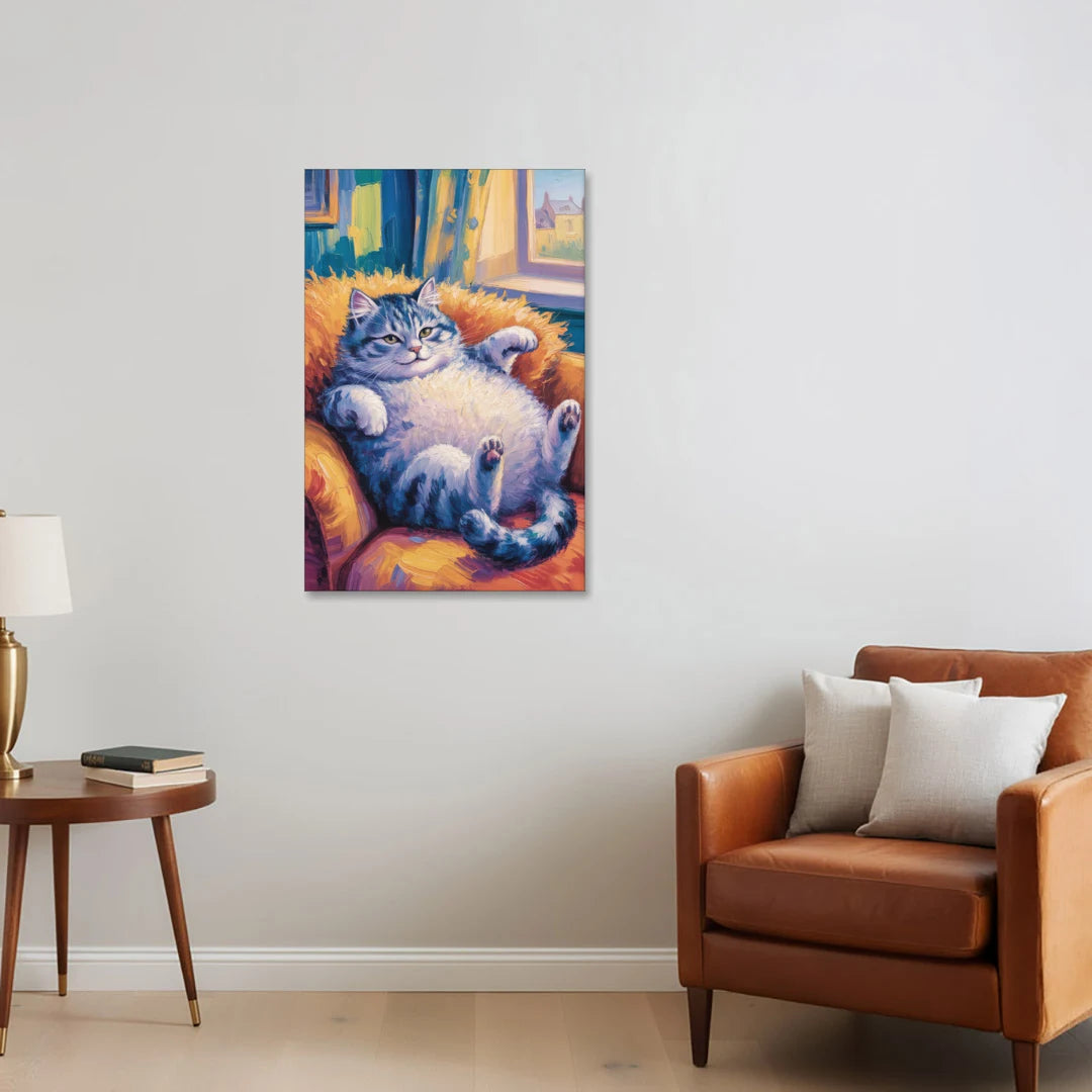 Delightful Fat Cat - Canvas Wall Art - Sofa - 24x36