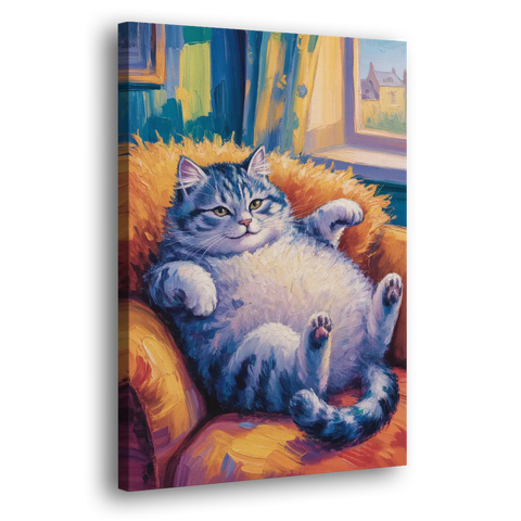 Delightful Fat Cat - Canvas Wall Art