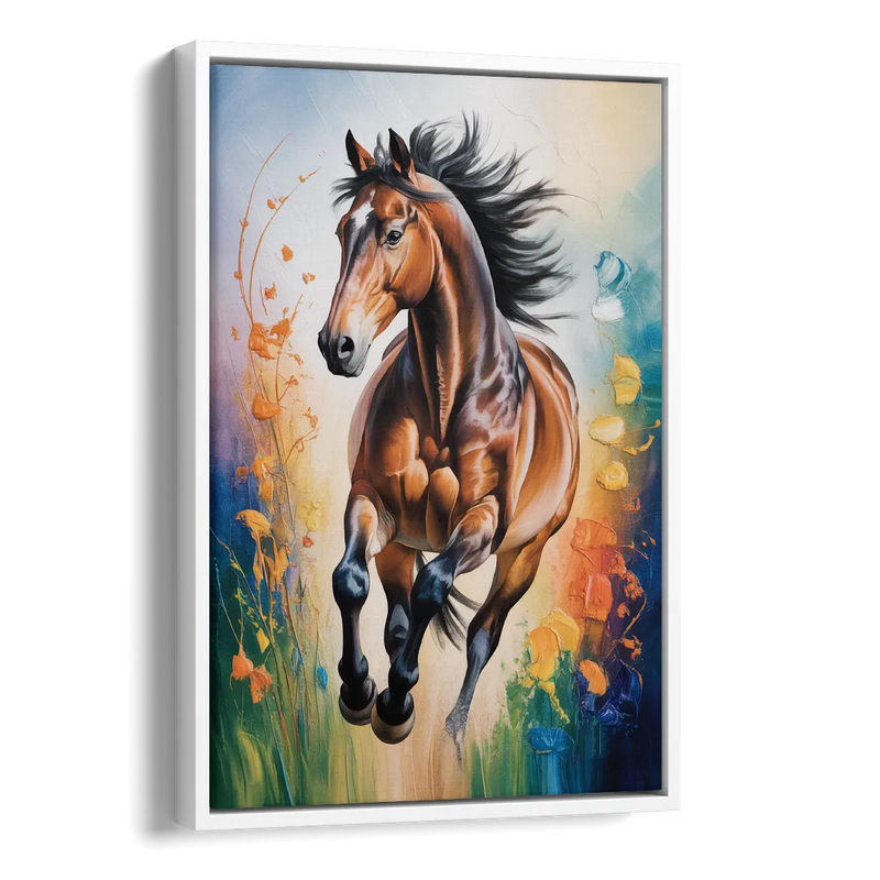 Delightful Horse Play Side - White Canvas Wall Art