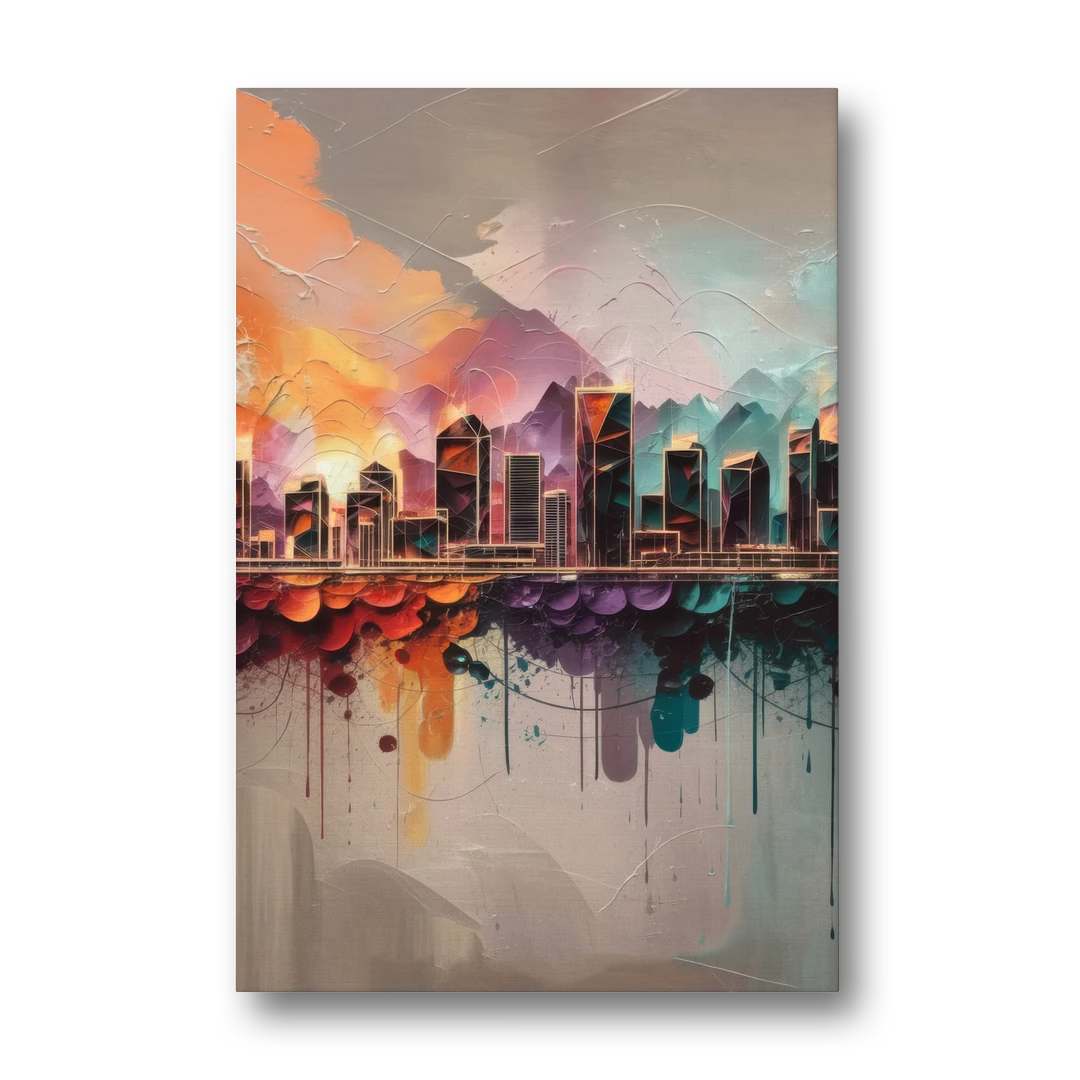 Denver Artistic Skyline - Canvas Wall Art - Front
