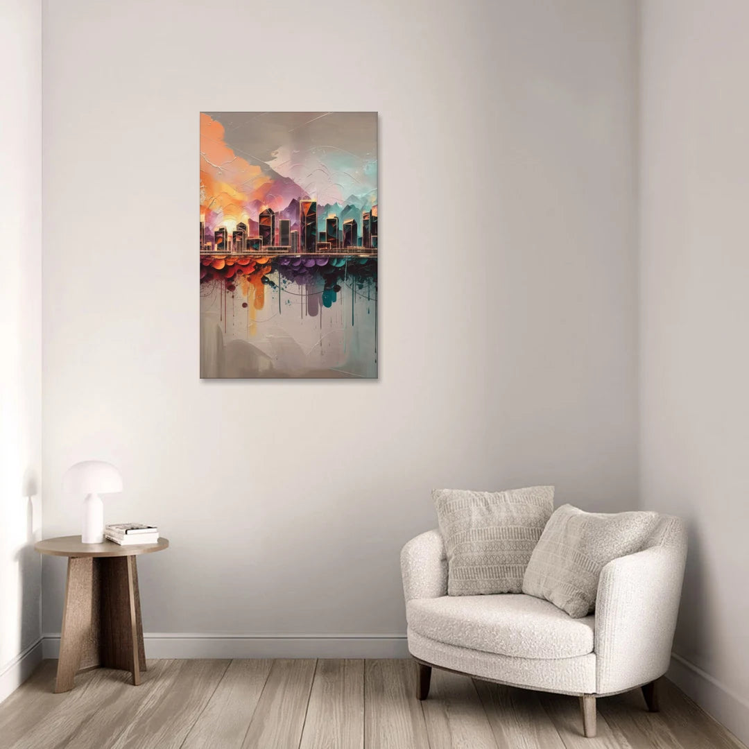 Denver Artistic Skyline - Canvas Wall Art - Sofa - 24x36