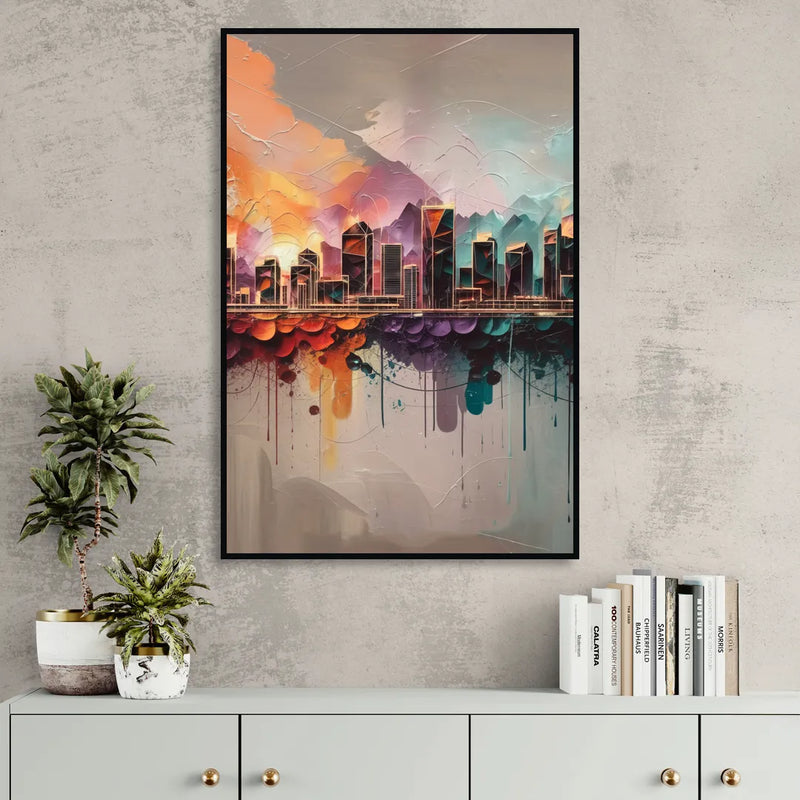 Denver Artistic Skyline Sitting Room - Black Canvas Wall Art