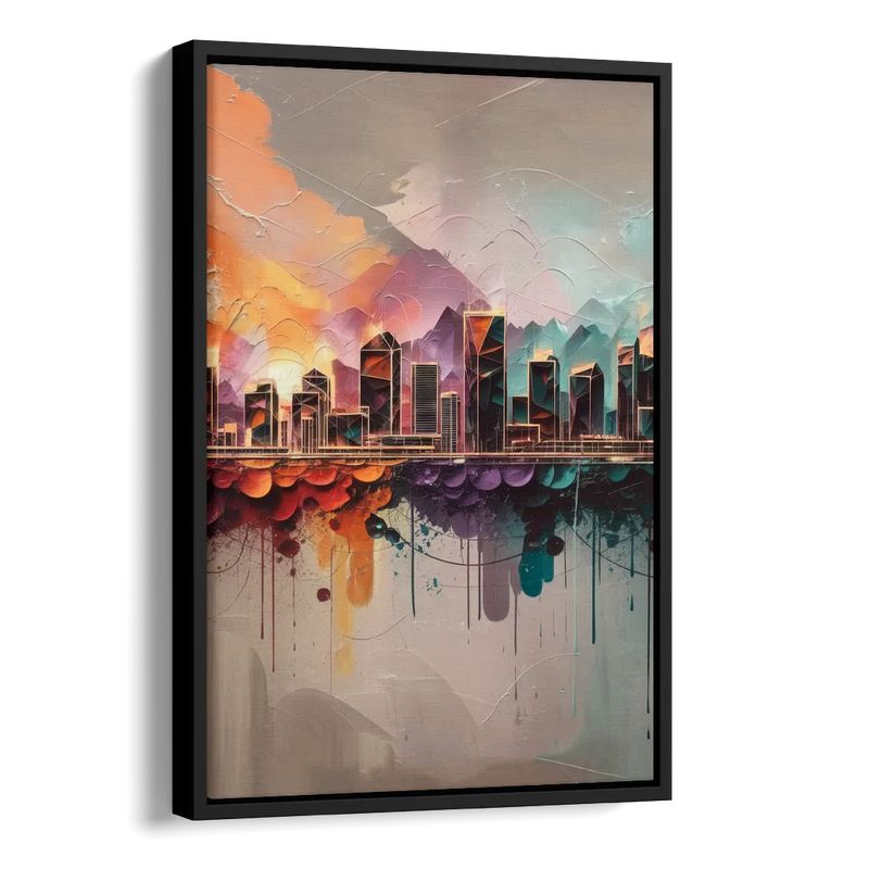 Denver Artistic Skyline Side - Black Canvas Wall Art