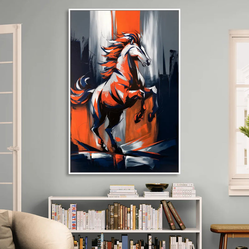Denver Broncos Legacy Living Room - White Canvas Wall Art
