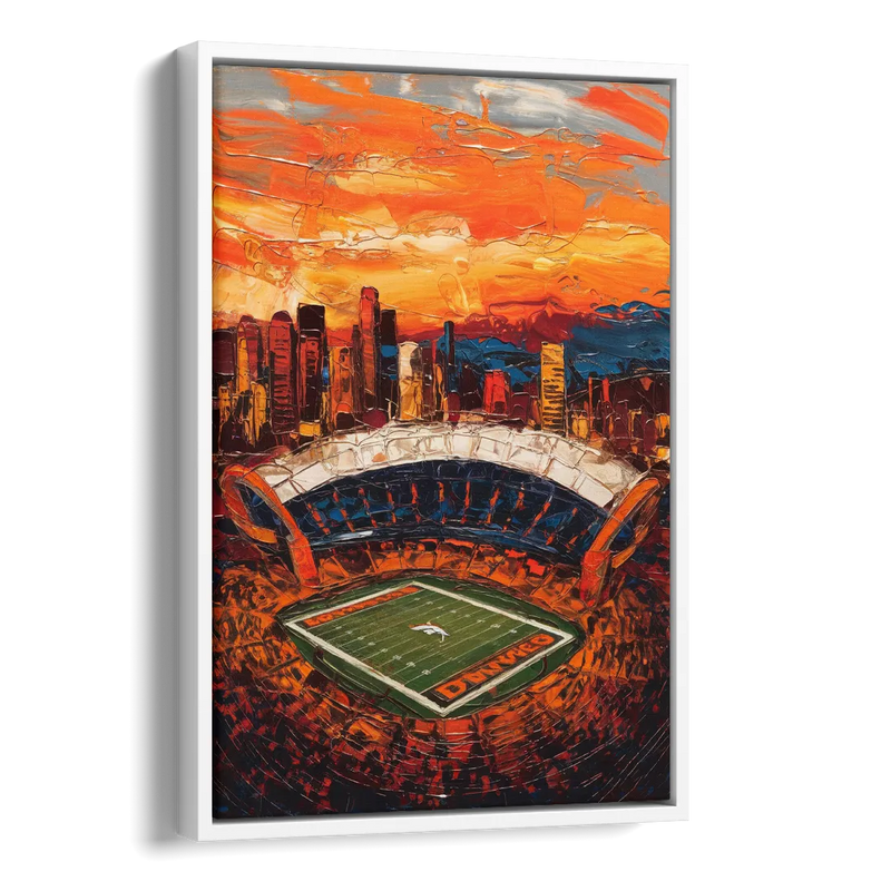 Denver Broncos Stadium Side - White Canvas Wall Art