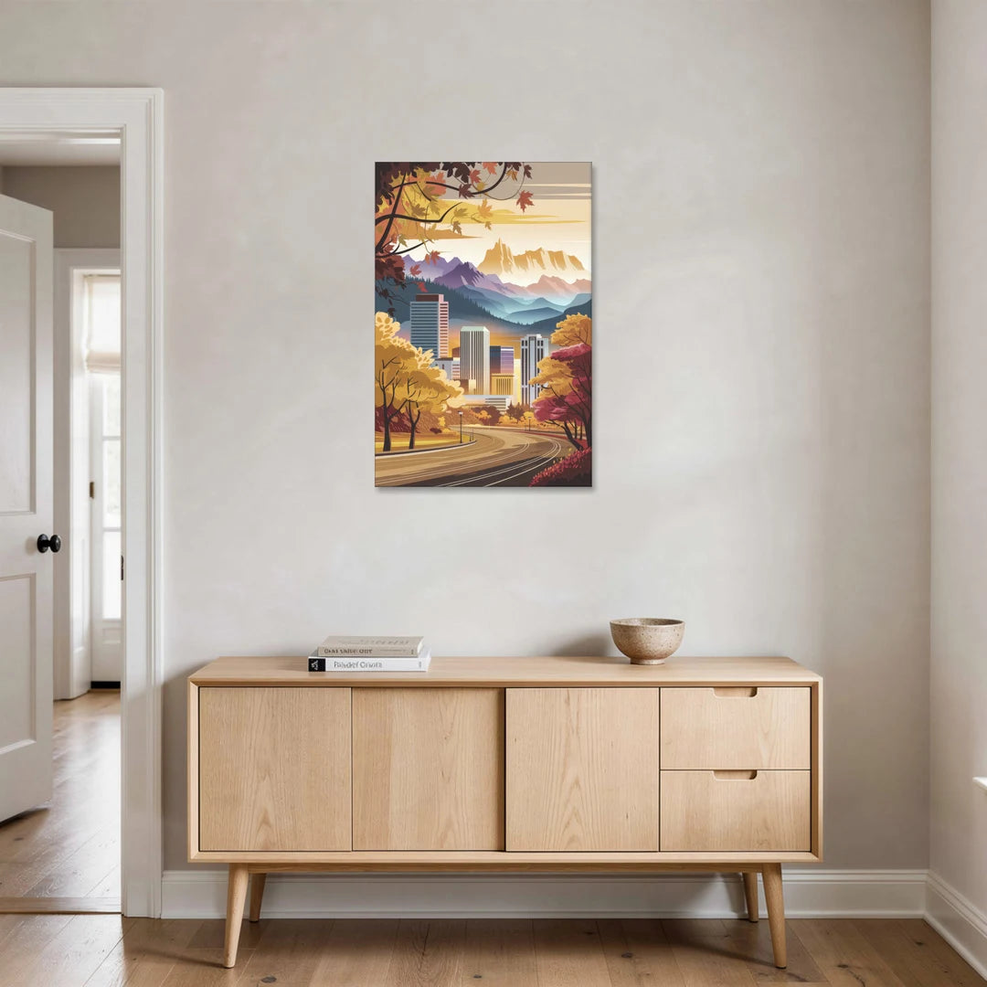 Denver Cityscape in Autumn - Canvas Wall Art - Coffee Table - 24x36