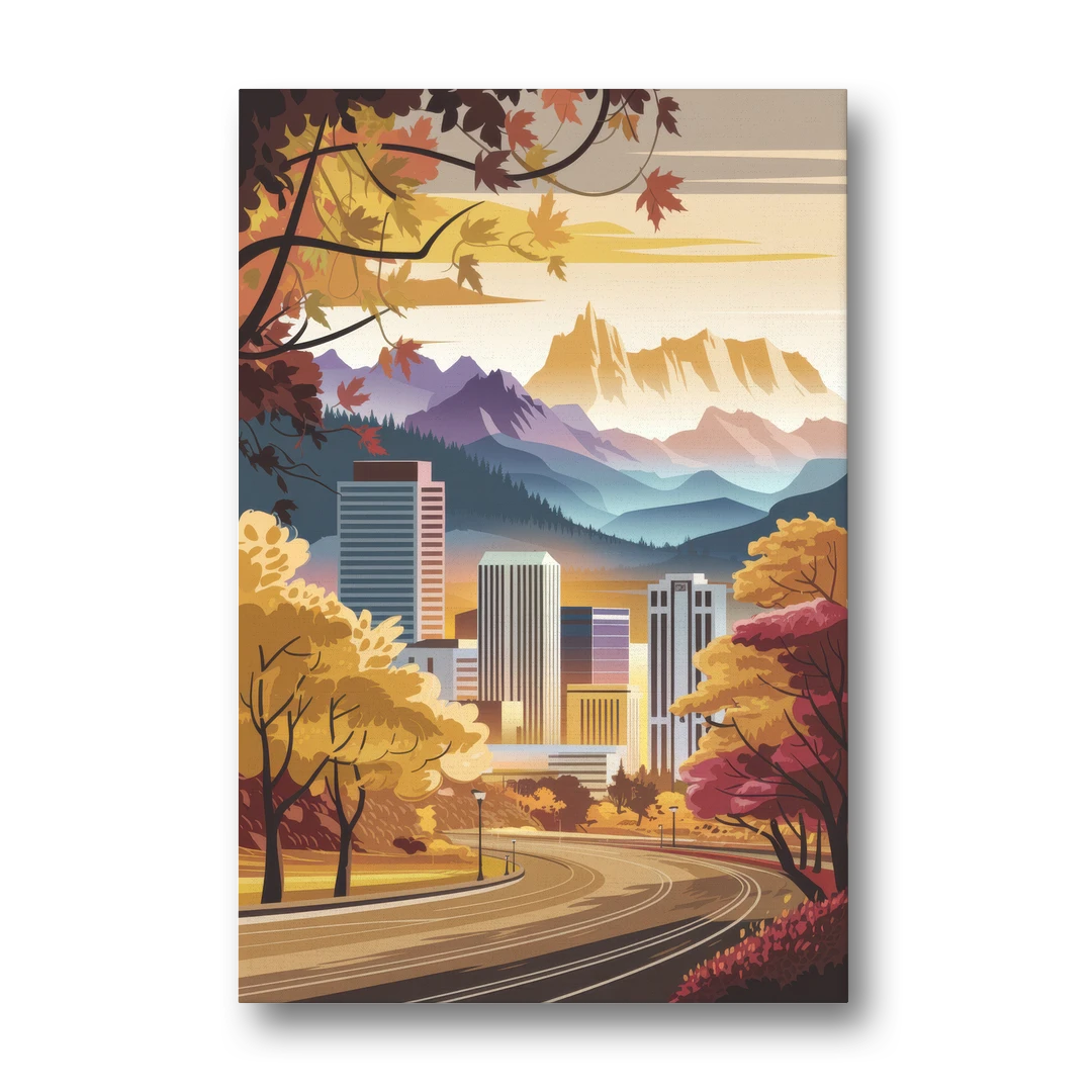 Denver Cityscape in Autumn - Canvas Wall Art - Front