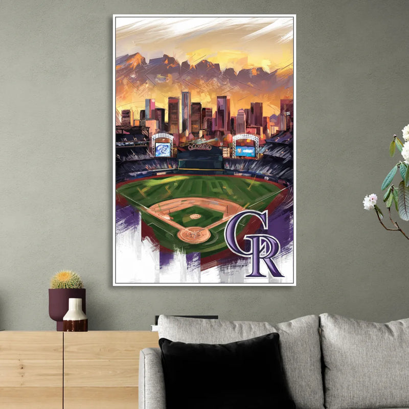 Denver Colorado Rockies Sitting Room - White Canvas Wall Art