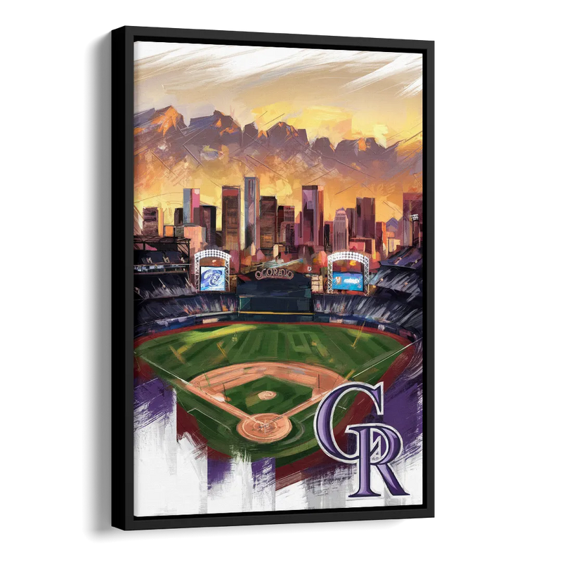 Denver Colorado Rockies Side - Black Canvas Wall Art