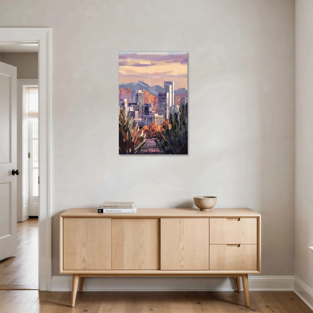 Denver Downtown Panorama - Canvas Wall Art - Coffee Table - 24x36