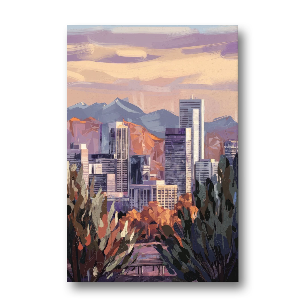Denver Downtown Panorama - Canvas Wall Art - Front