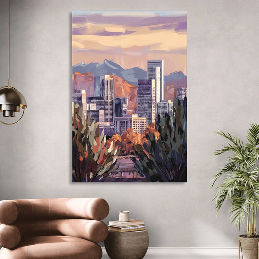 Denver Downtown Panorama Living Room - Canvas Wall Art