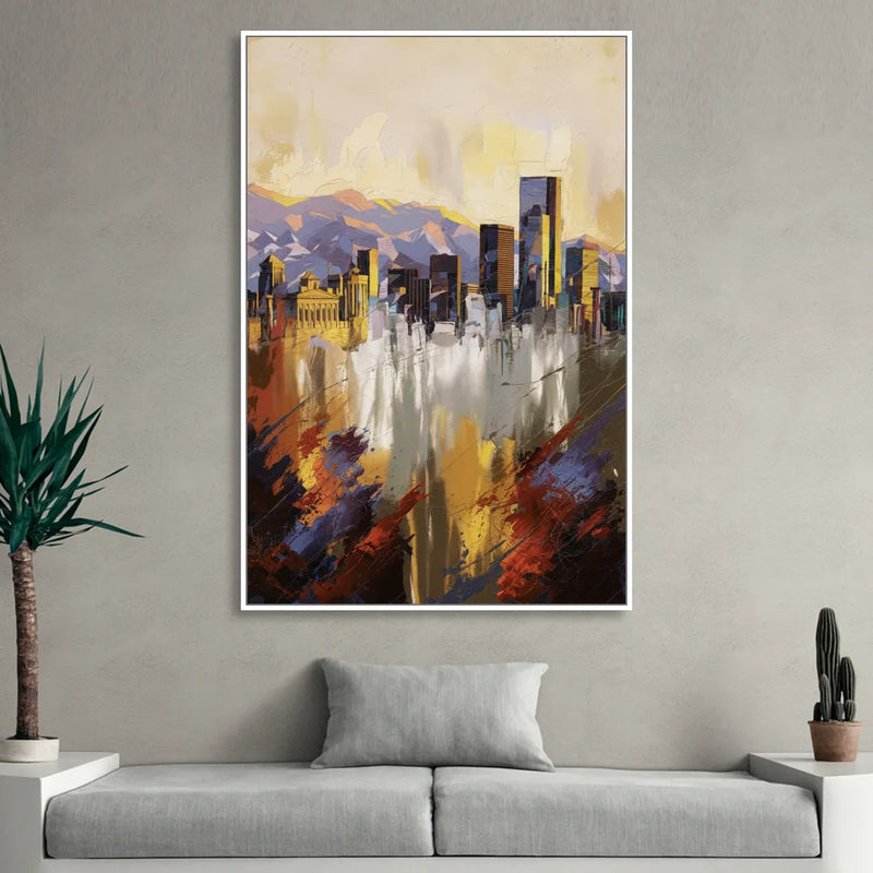 Denver Historic Architecture Sitting Room - White Canvas Wall Art