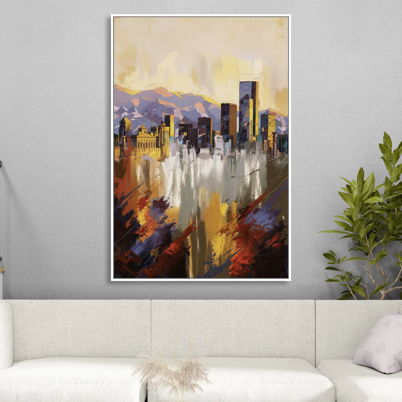 Denver Historic Architecture Living Room - White Canvas Wall Art