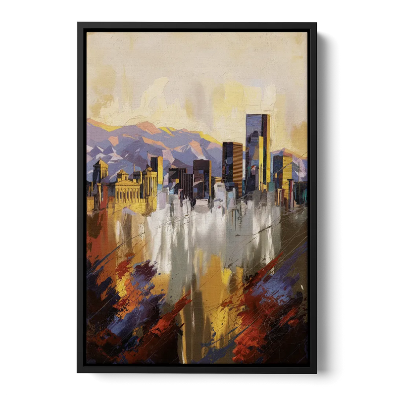 Denver Historic Architecture Front - Black Canvas Wall Art