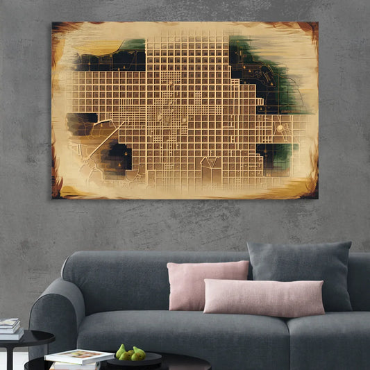 Denver Neighborhood Map Living Room - Canvas Wall Art